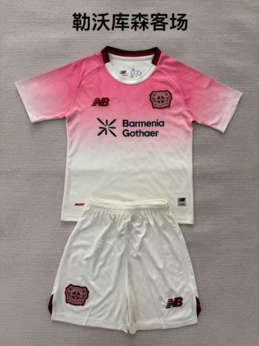 with White Shorts Youth Uniform 2025-2026 Bayer 04 Leverkusen Away White Soccer Jersey Shorts Football Kit