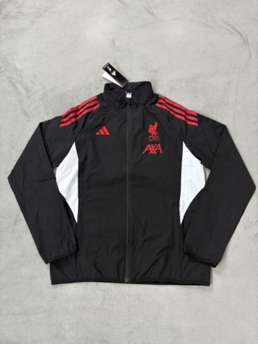 2025-2026 Liverpool Black Soccer Windbreaker Jacket Football Jacket