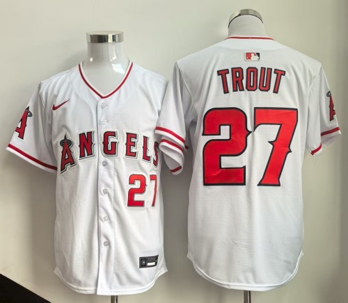 Los Angeles Angels of Anaheim 27 TROUT White Cool Base Jersey MLB Shirt