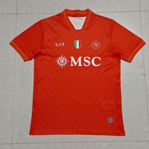 with Scudetto Patch Fan Version 2025-2026 Calcio Napoli Red Goalkeeper Football Shirt Napoles Soccer Jersey