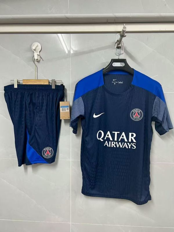 Player Version Adult Uniform 2025-2026 PSG Dark Blue Soccer Training Jersey and Shorts Football Kits