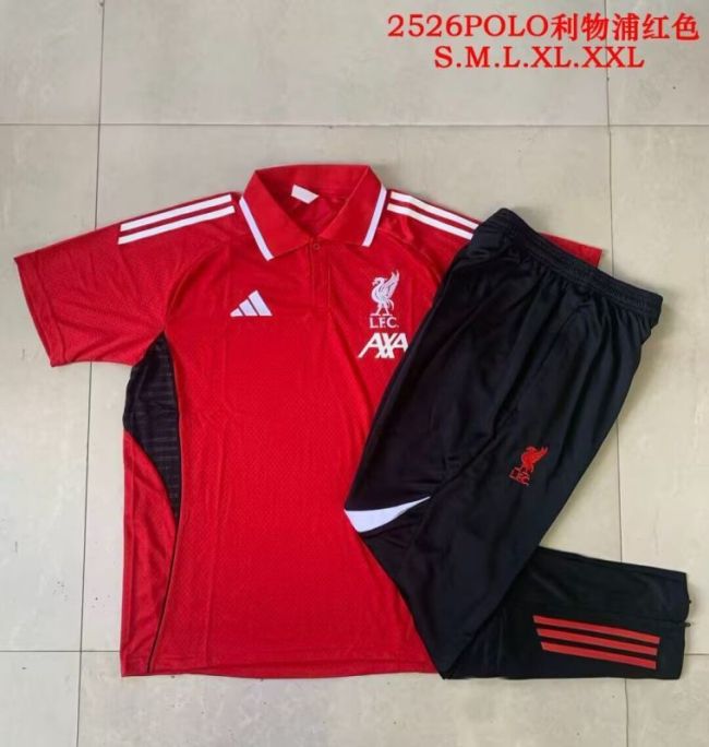 2025-2026 Liverpool Red Soccer Polo and Pants Football Kit