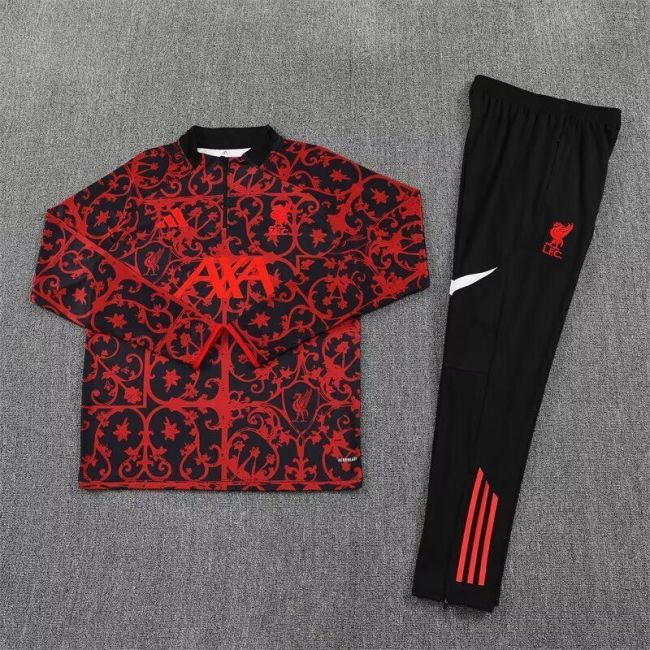 2025-2026 Liverpool Black/Red Soccer Training Sweater and Pants Football Kit