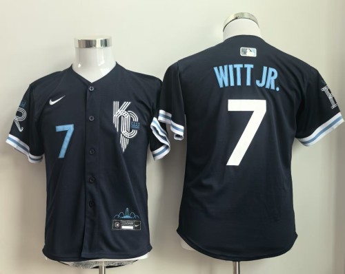 Youth Kansas City Royals WITT JR. 7 Black Jersey Child MLB Shirt