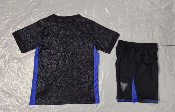 Youth Uniform Kids Kit 2025-2026 Barcelona Black Manba Version Soccer Jersey Shorts Child Football Set