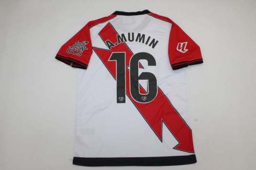 with LALIGA Patch Fans Version 2025-2026 Rayo Vallecano A.MUMIN 16 Home Soccer Jersey Football Shirt