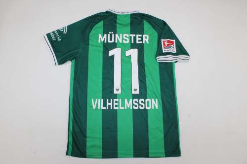 with Bundesliga Patch Fan Version 2025-2026 Preußen Münster VILHELMSSON 11 Home Soccer Jersey Munster Football Shirt