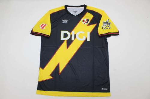 with LALIGA Patch Fans Version 2025-2026 Rayo Vallecano Third Away Black Soccer Jersey Football Shirt