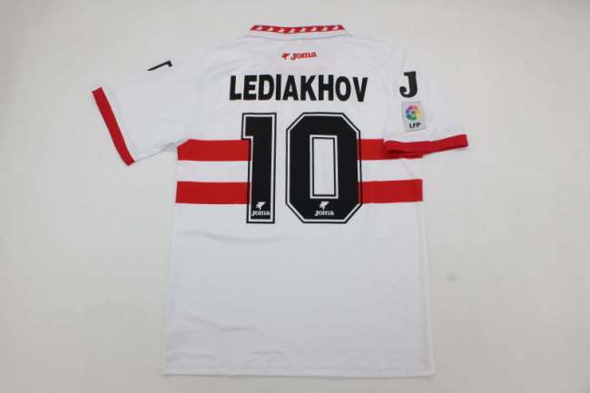 with LFP Patch Retro Jersey 1996-1997 Sporting Gijon LEDIAKHOV 10 Away White Soccer Jersey Vintage Football Shirt