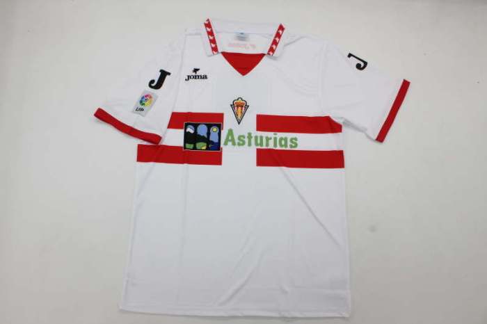 with LFP Patch Retro Jersey 1996-1997 Sporting Gijon LEDIAKHOV 10 Away White Soccer Jersey Vintage Football Shirt