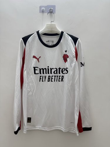 Long Sleeve Fan Version 2025-2026 AC Milan Away White Soccer Jersey AC Football Shirt