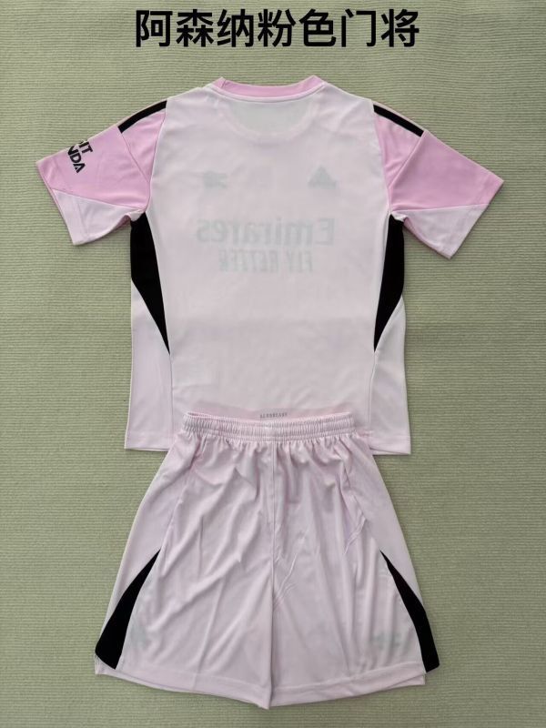 Youth Uniform Kids Kit 2025-2026 Arsenal Pink Goalkeeper Soccer Jersey Shorts Child Football Set