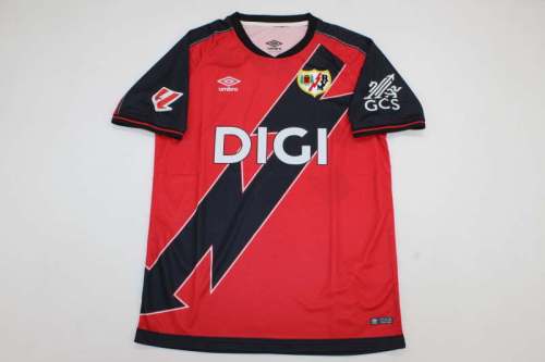 with LALIGA Patch Fans Version 2025-2026 Rayo Vallecano Away Red Soccer Jersey Football Shirt