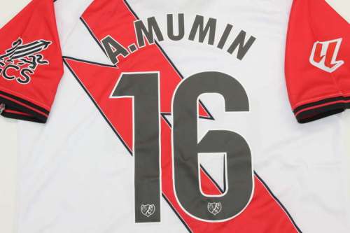 with LALIGA Patch Fans Version 2025-2026 Rayo Vallecano A.MUMIN 16 Home Soccer Jersey Football Shirt