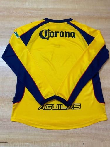 Long Sleeve Retro Jersey 2001-2002 Club America Aguilas Home Soccer Jersey Vintage Football Shirt