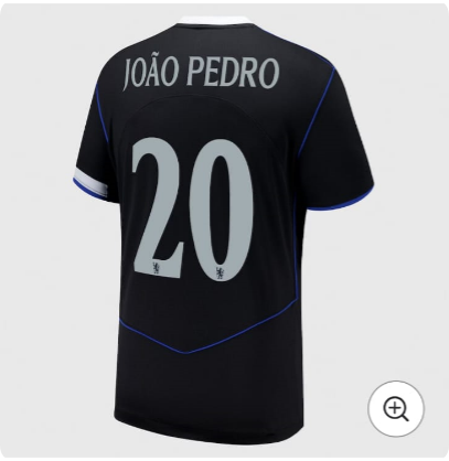 Player Version 2025-2026 Chelsea João Pedro 20 Third Away Black Soccer Jersey Football Shirt