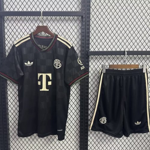 Adult Uniform 2025-2026 Bayern Munich Third Away Black Soccer Jersey Shorts Bayern Munchen Football Kit