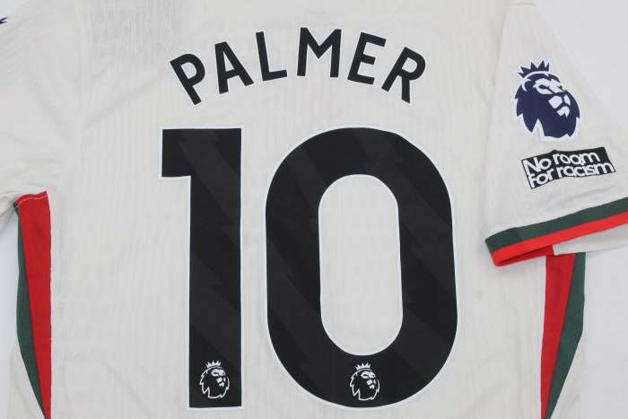 with Club World Cup Champions+No room For racism+EPL Patch Fan Version 2025-2026 Chelsea PALMER 10 Away Soccer Jersey Football Shirt