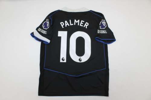 with Club World Cup Champions+No room For racism+EPL Patch Fan Version 2025-2026 Chelsea PALMER 10 Third Away Black Soccer Jersey Football Shirt