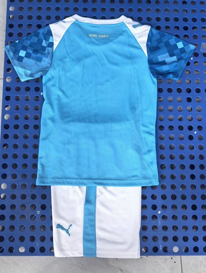 Youth Uniform Kids Kit 2025-2026 Derby County Third Away Soccer Jersey Shorts Child Football Set