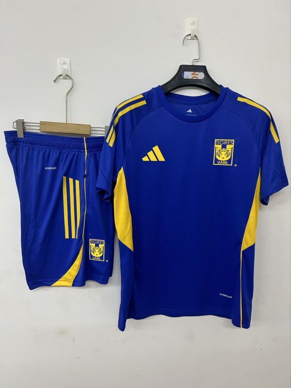 Adult Uniform 2025-2026 Tigres Dark Blue Soccer Training Jersey and Shorts Football Kits
