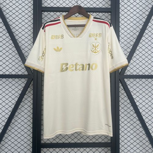 with All Sponor Logos Fans Version 2025-2026 Flamengo Third Away White Soccer Jersey Football Shirt