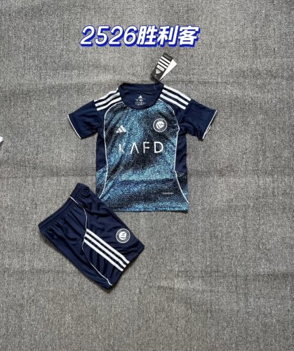 Youth Uniform Kids Kit Al Nassr 2025-2026 Away Soccer Jersey Shorts Riyadh Victory Child Football Set
