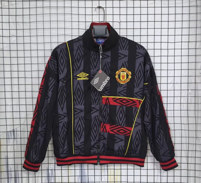 2025-2026 Manchester United Black/Red Soccer Windbreaker Jacket Football Jacket