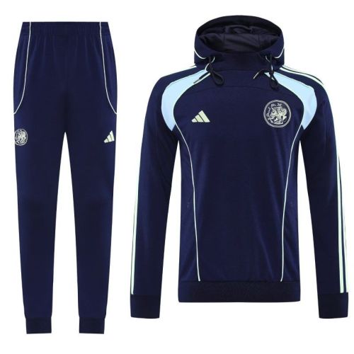 with Caps 2025-2026 Ajax Dark Blue Soccer Training Hoodie and Pants Football Hoody
