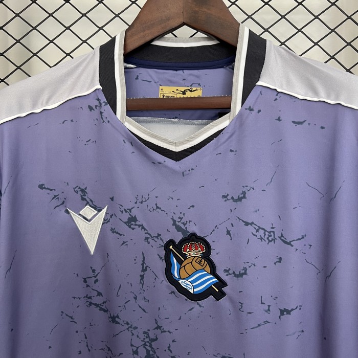 with LALIGA Patch Fan Version 2025-2026 Real Sociedad Away Soccer Jersey Football Shirt