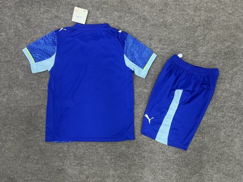 Youth Uniform Kids Kit 2025-2026 Marseille Third Away Blue Soccer Jersey Shorts Child Football Set