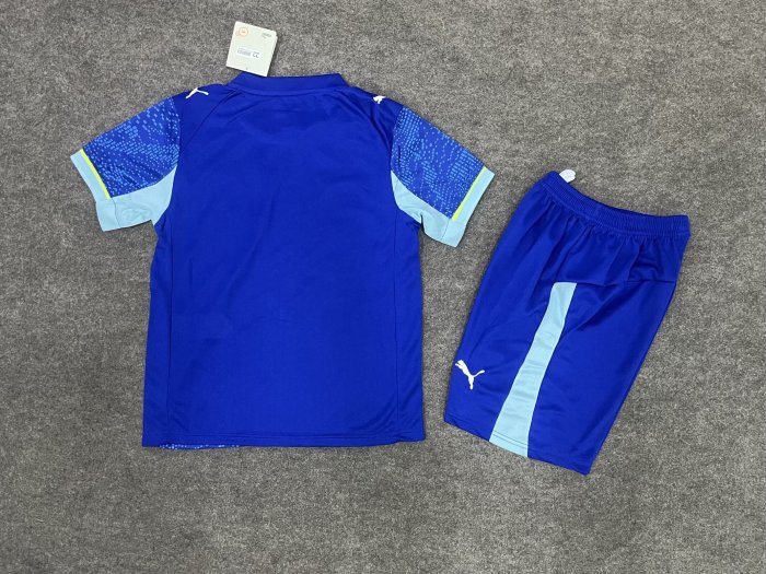 Youth Uniform Kids Kit 2025-2026 Marseille Third Away Blue Soccer Jersey Shorts Child Football Set