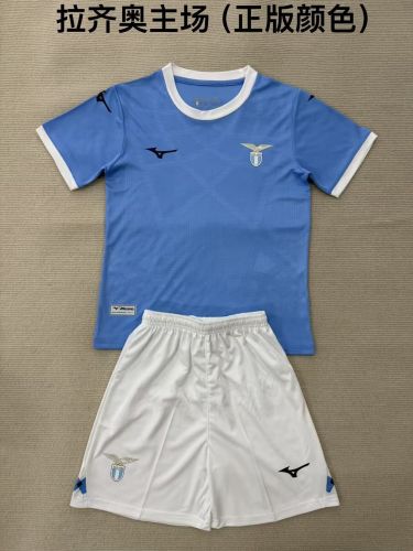 Youth Uniform Kids Kit 2025-2026 Lazio Home Soccer Jersey Shorts Child Football Set