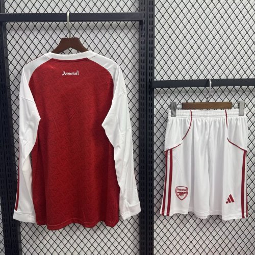 Long Sleeve Adult Uniform Arsenal 2025-2026 Home Soccer Jersey Shorts Men's Football Kit
