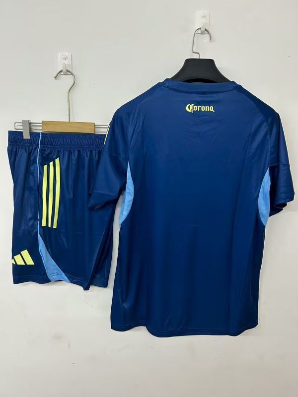 Adult Uniform 2025-2026 Club America Dark Blue Soccer Training Jersey and Shorts Football Kits