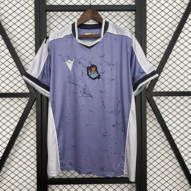 with LALIGA Patch Fan Version 2025-2026 Real Sociedad Away Soccer Jersey Football Shirt