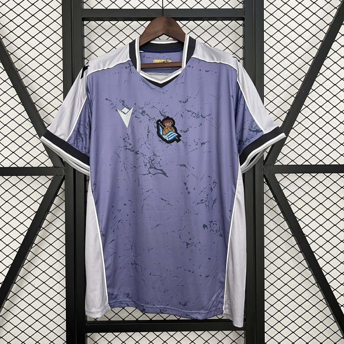 with LALIGA Patch Fan Version 2025-2026 Real Sociedad Away Soccer Jersey Football Shirt