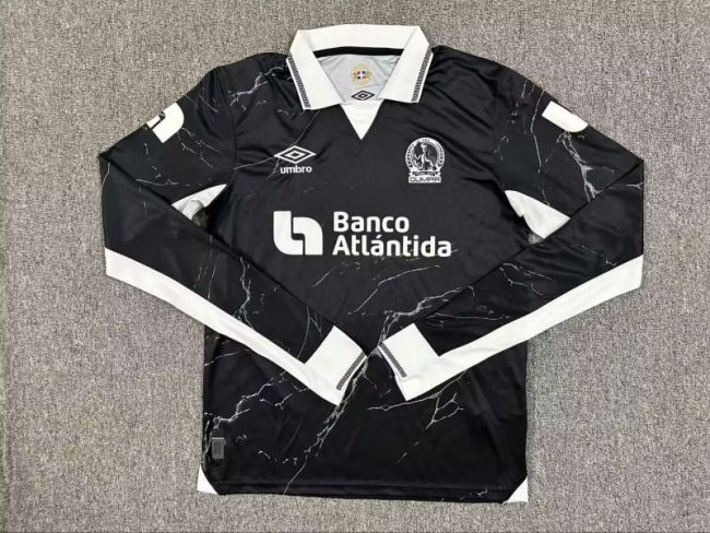 Long Sleeve Fan Version 2025-2026 C.D. Olimpia Third Away Black Football Shirt Club Deportivo Olimpia Soccer Jersey