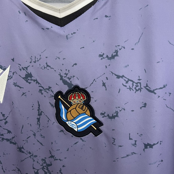 with LALIGA Patch Fan Version 2025-2026 Real Sociedad Away Soccer Jersey Football Shirt