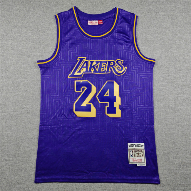 Mitchell&ness 1996-1997 Los Angeles Lakers 24 BRYANT Purple NBA Jersey Basketball Shirt