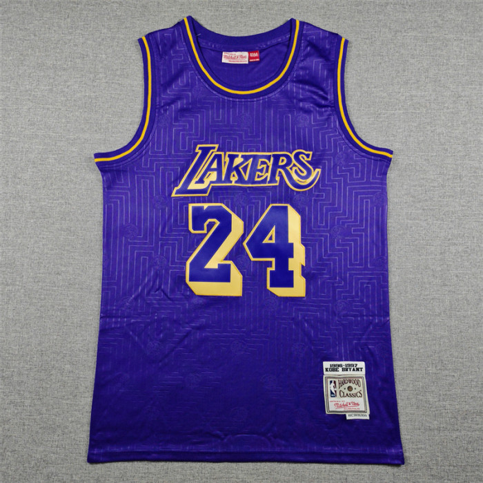 Mitchell&ness 1996-1997 Los Angeles Lakers 24 BRYANT Purple NBA Jersey Basketball Shirt