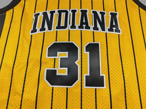 Retro Indiana Pacers 31 MILLER Yellow NBA Shirt Basketball Jersey
