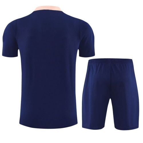 Adult Uniform 2025-2026 France Dark Blue/Pink Soccer Training Jersey and Shorts Football Kits