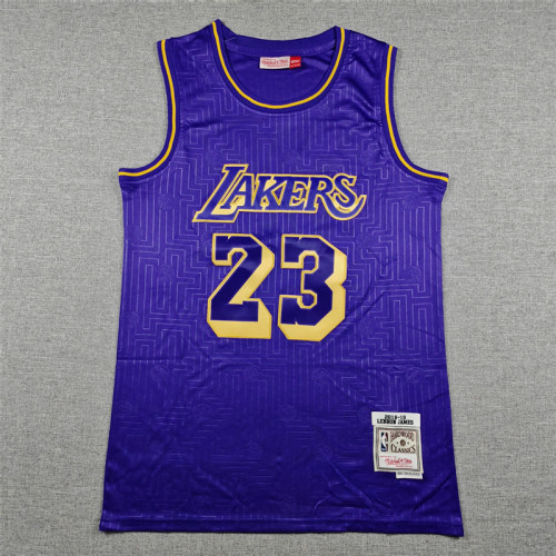 Mitchell&ness 2018-19 Los Angeles Lakers 23 JAMES Purple NBA Jersey Basketball Shirt