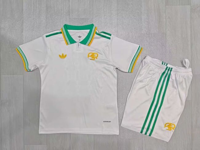 without sponor logo Youth Uniform Kids Kit As Roma 2025-2026 Third Away White Soccer Jersey Shorts Child Football Set