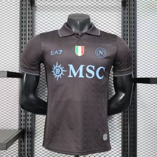 with Scudetto Patch Player Version 2025-2026 Calcio Napoli Third Away Black Football Shirt Napoles Soccer Jersey