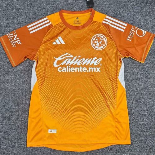 Player Version 2025-2026 Club America Aguilas Orange Goalkeeper Soccer Jersey Football Shirt