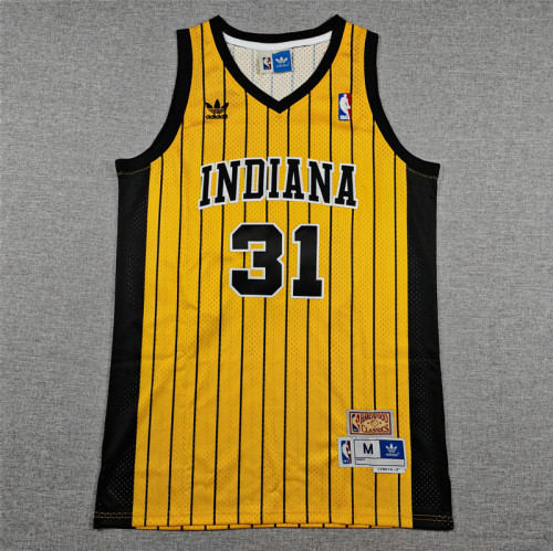 Retro Indiana Pacers 31 MILLER Yellow NBA Shirt Basketball Jersey
