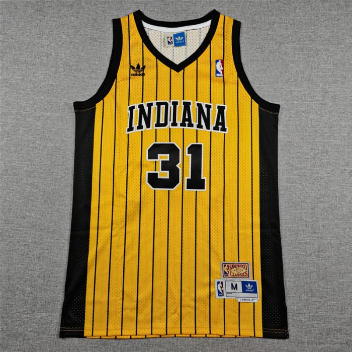 Retro Indiana Pacers 31 MILLER Yellow NBA Shirt Basketball Jersey
