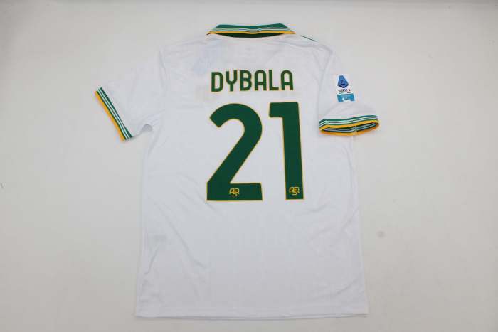 with Serie A Patch Fan Version 2025-2026 As Roma DYBALA 21 Third Away White Soccer Jersey Football Shirt